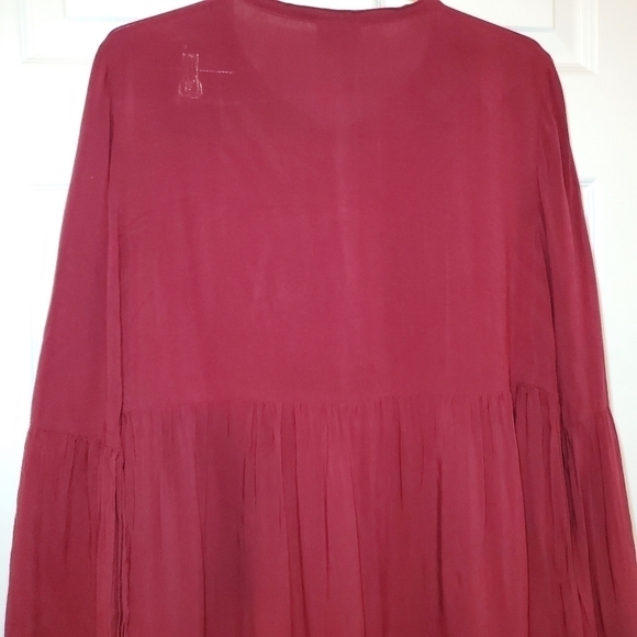 Knox Rose Dress Flutter Sleeves Sz M Burgundy Embroidered - Picture 7 of 10